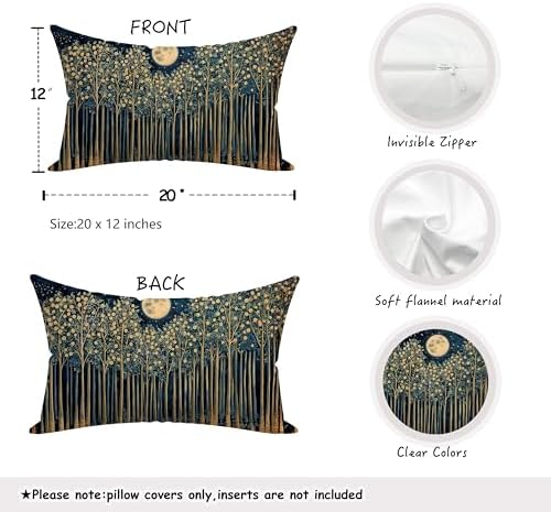 Rustic William Morris Night Moon Forest Green Decor Pillow Covers 12x20 - Image 2