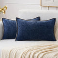 MIULEE Decorative Lumbar Throw Pillow Covers 12x20 Inch Navy 2 Pack by MIULEE