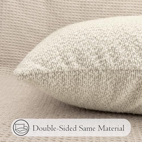 JoraLion 14x36 inch Boucle Lumbar Pillow Cover, Cream Woven Texture Neutral - Image 6