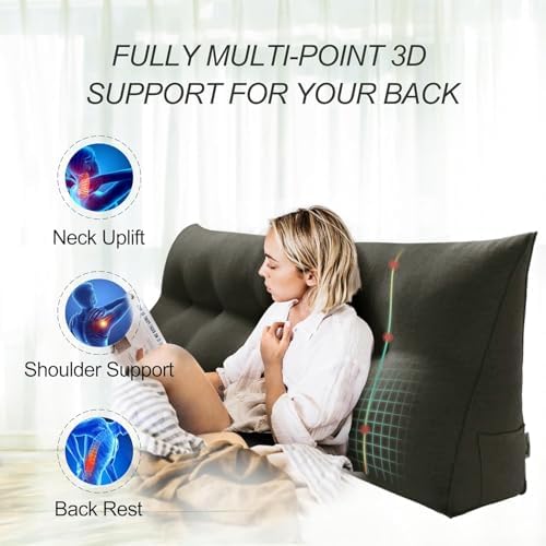 WOWMAX Wedge Headboard Pillow Caking Reading Pillow Sitting in Bed DeepGrey - Image 2