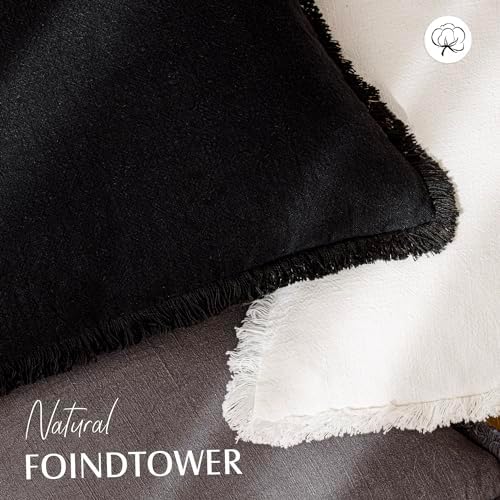 Foindtower Decorative Linen Fringe Throw Pillow Covers 16×16 Inch - Image 4