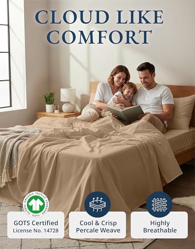 LANE LINEN Cal King Sheet Set 100% Organic Cotton Soft 4pc Percale - Image 2