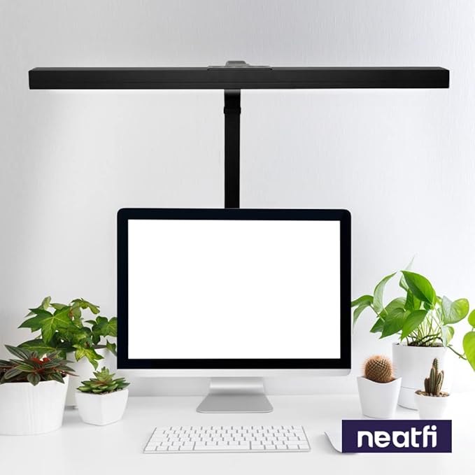 Neatfi 3000 Lumens Flex LED Desk Lamp with Clamp, Dimmable, 5 Adjustable Brightness Levels & 5 Light Modes, Memory Function, Eye-Caring & Flexible Lamp for Home & Office (31.5 Inches, Black)