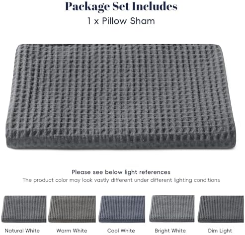 PHF Cotton Waffle Body Pillowcase 20"x54", Charcoal Grey, No Insert - Image 6