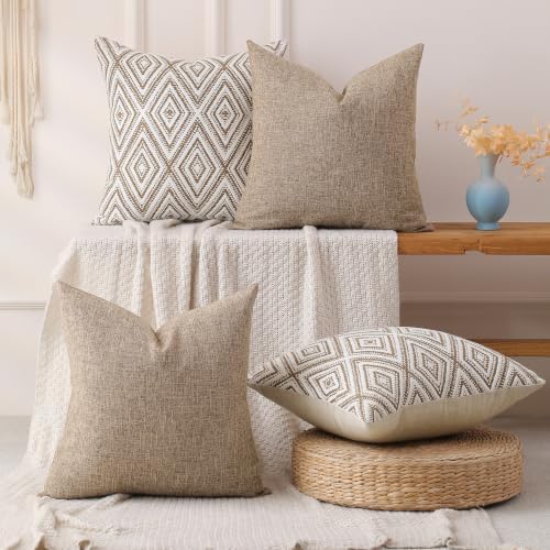 HPUK Throw Pillow Covers 18x18, Light Brown Couch Pillow Covers - Image 5