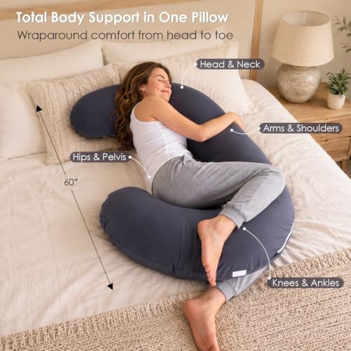 QUEEN ROSE Cooling Body Pillow, C Shaped Side Sleeper Pillow - Image 2