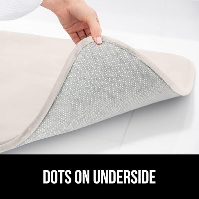 GORILLA GRIP Memory Foam Bath Mat, Soft Absorbent Velvet Bathroom Mats, Durable Dots on Underside, Machine Washable Bathmat, Carpet Rug Room Decor for Shower Tub Floor RV, 42x24 Rugs, Cream