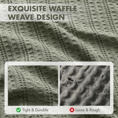 Decorative Waffle Pillow Shams King Size 20x36 Olive Green - Image 5
