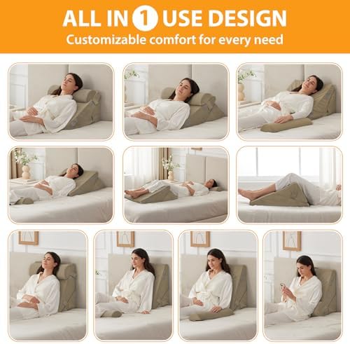 Ruqmuis Wedge Pillow Set for After Surgery, Incline Pillow Wedge for Headboard - Image 2