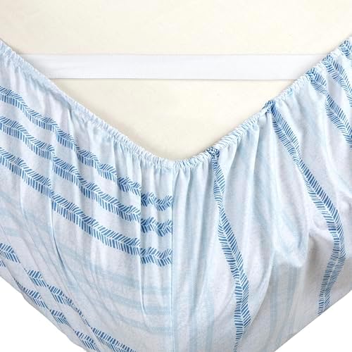 Elegant Comfort 6-Piece Sheet Set Deep Pocket Stripe, Traci Aqua - Image 4