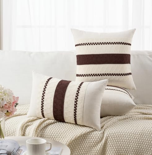 Fancy Homi Set of 2 Boho Brown Euro Decorative Throw Pillow Cover 26x26 Inch - Image 5