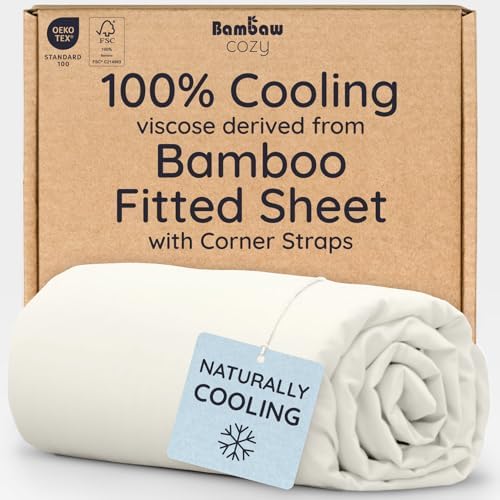 Bambaw 100% Viscose Derived from Bamboo Full Fitted Sheet Size, 15’’ Deep by Bambaw