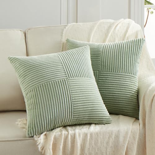 Fancy Homi 2 Packs Sage Green Decorative Throw Pillow Covers 16x16 Inch by Fancy+Homi