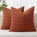 MIULEE Fall Corduroy Decorative Throw Pillow Covers 12x12 Rust Pack of 2 by MIULEE