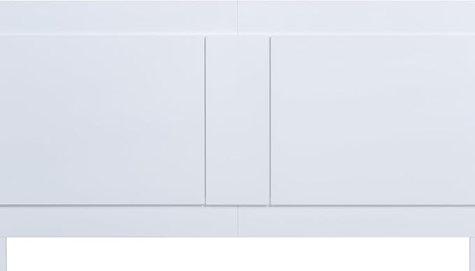 memomad Bali Slim Set: Storage Platform Bed with Drawers + Flat Panel Headboard (Queen Size, White Wood)