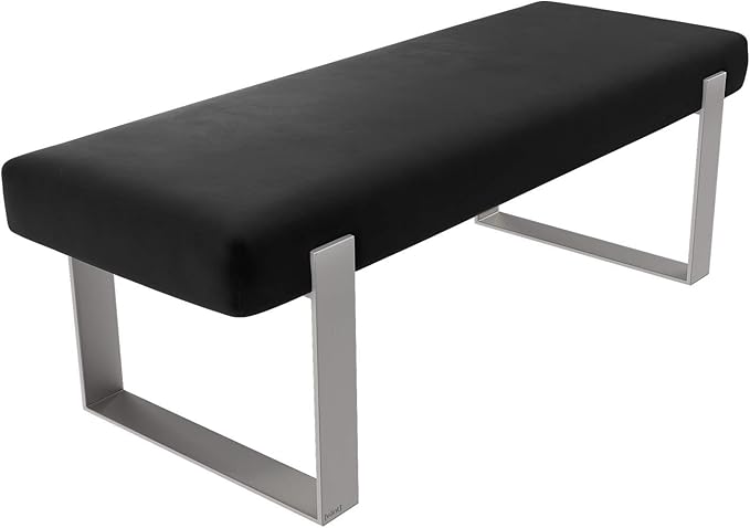 VANT Upholstered Bed Bench - Velvet Black - Brushed Nickel - Contemporary Modern, Bedroom Bench Seat, Hallway, or Entryway