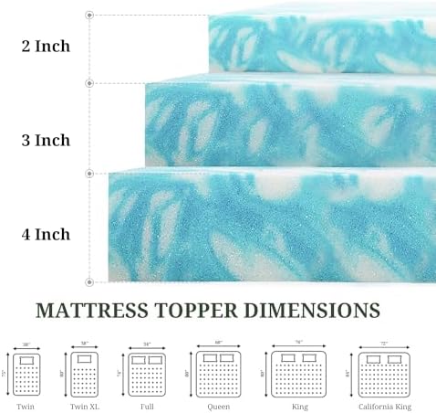 4 Inch Full Mattress Topper, Ventilated Gel Memory Foam Mattress Pad - Image 6