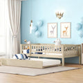 Bellemave Twin Bed Frames with Rails for Kids, Twin daybed Frame with Trundle for Boys/Girls/Adults， Natural