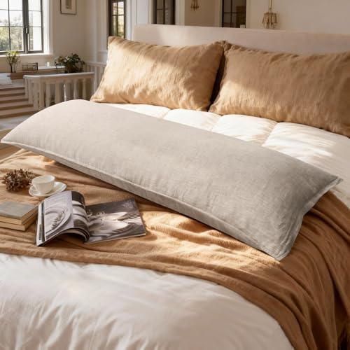 CHUFFED 100% Pure French Linen Body Pillow Cover 1 Pack, 20x54 Inches, Ultra - Image 5