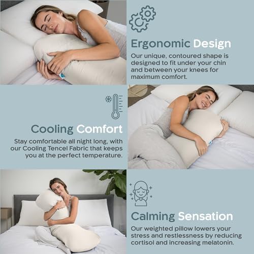 SleepCloud Weighted Body Pillow 8lbs, Cooling Tencel Cover, 48” x 14” XL - Image 4