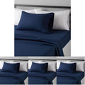 Amazon Basics Lightweight Super Soft Luxury Wrinkle Free Breathable Microfiber 3 Piece Fitted Sheet Set with 14-Inch Deep Pockets, Twin XL, Navy Blue, Solid (Pack of 4)