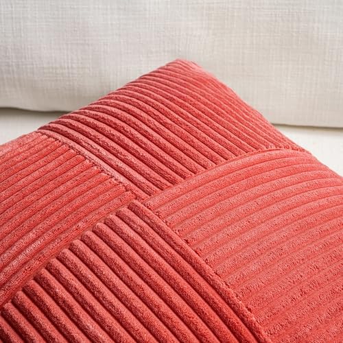 Fancy Homi Set of 2 Red Patchwork Striped 16x28 Inch Throw Pillow Covers - Image 3