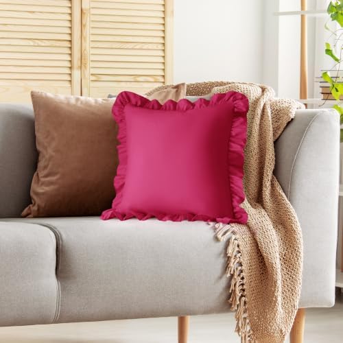KKJIAF 2 Pack Ruffle Pillow Cases 20x20 Inches, Hot Pink - Image 5