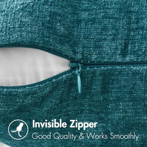 MIULEE Soft Chenille Throw Pillow Covers Dark Teal 20x20 Inch Pack of 2 - Image 3