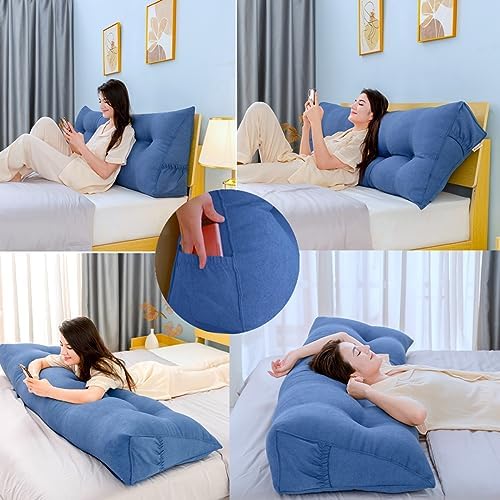 Peachwell Handmade Headboard Pillow-Queen Wedge Triangular Large Bolster - Image 5