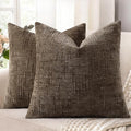 decorUhome Textured Chenille Throw Pillow Covers 24x24 Set of 2 Taupe by decorUhome