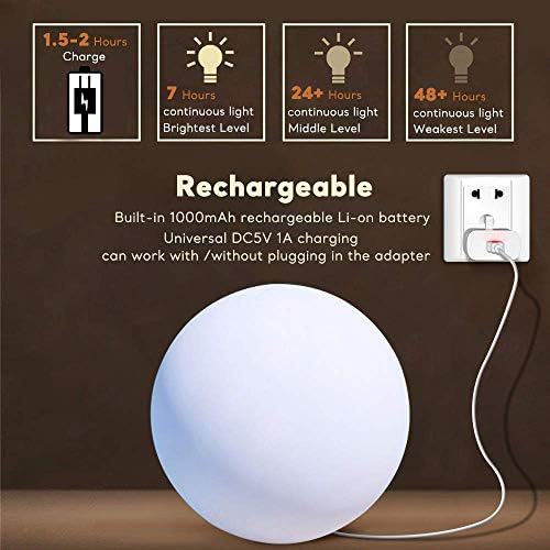 12-Inch Dimmable LED Ball Light, Colors Changing Glowing Orb Light W/Remote - Image 3