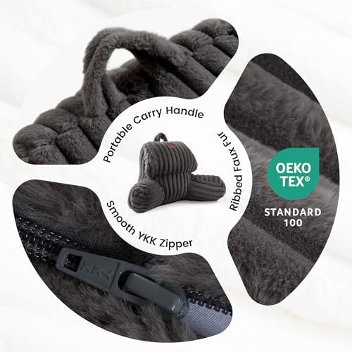 Faux Fur Reading Pillow for Bed, Kids Back Support Pillow - Image 4