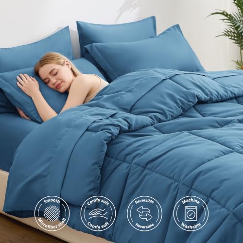 Love's cabin Plaid King Comforter Set, Misty Blue - Image 3