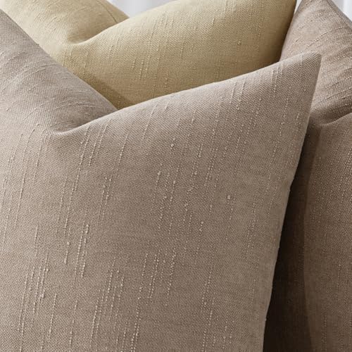 MIULEE 24x24 Inch Euro Textured Chenille Throw Pillow Covers Light Taupe - Image 4