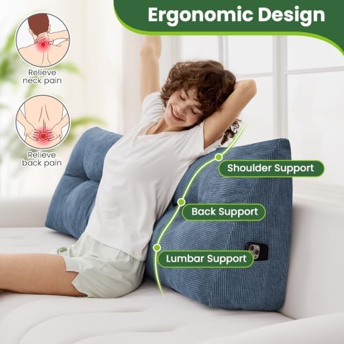 Headboard Pillow King, Triangle Bed Wedge Pillow - Image 3