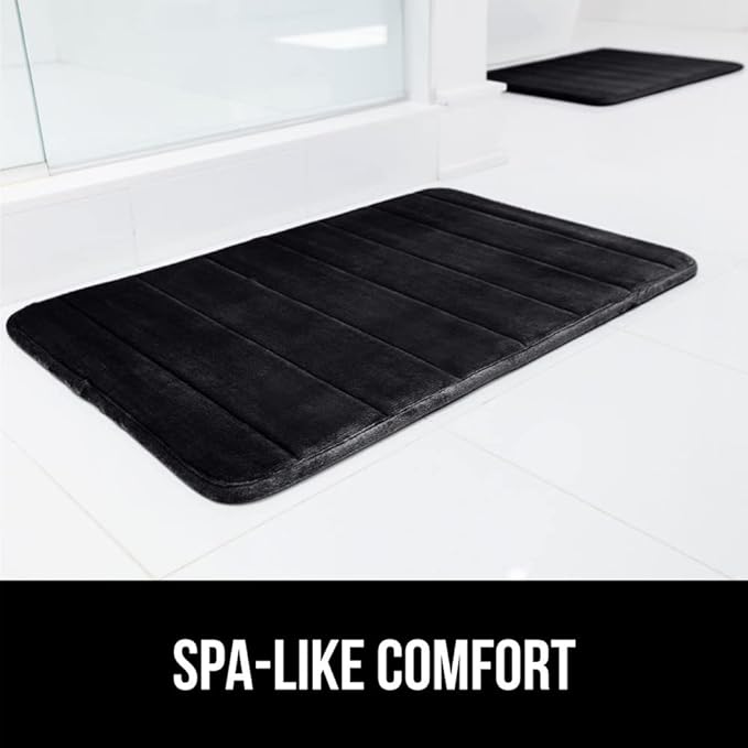 GORILLA GRIP Memory Foam Bath Mat, Soft Absorbent US Designed Bathroom Rug, Gripping Dots Machine Washable Bathmat, Cushioned Floor Mats, Shower Sink Rugs Room Décor Accessories, 42x24 Black