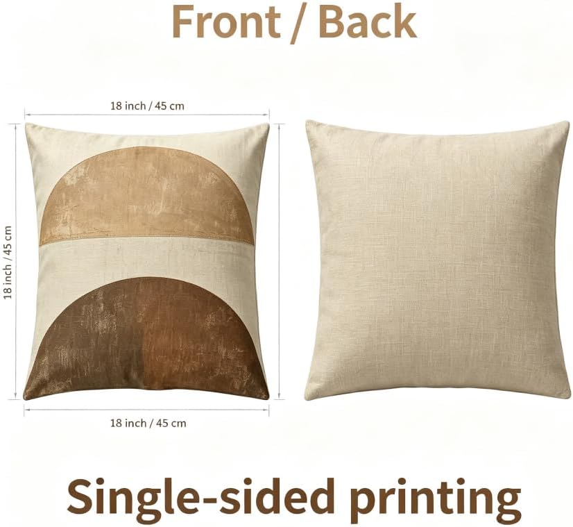 Linen Throw Pillow Covers Set of 2, Boho Geometric Design - Image 2