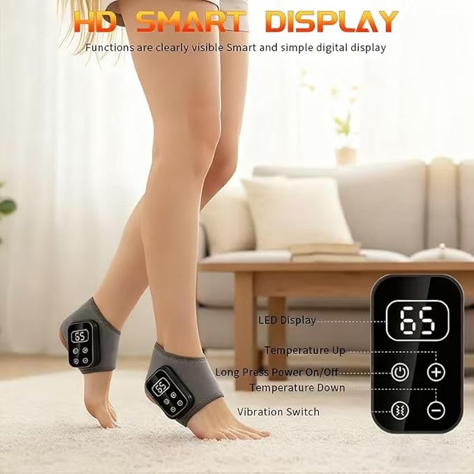 Triple Method Foot & Ankle Massager – Wireless Portable Massage Wrap with 3 Vibration Modes, 5 Intensity Levels, Foot Revive Massager for Relaxation, Circulation & Pain Relief (2 Pack)