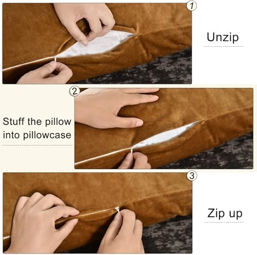 PHF Super Soft Velvet Zippered Body Pillowcase, No Insert, 1 Pack Luxury Cozy - Image 5