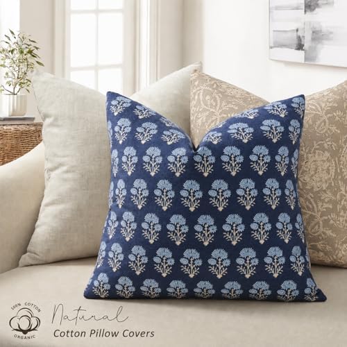 Farmhouse Floral Pillow Covers 22x22 Set of 2, Country Botanical Throw Pillow - Image 2