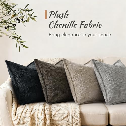 decorUhome Chenille Decorative Throw Pillow Covers 22x22 Set of 2 - Image 4