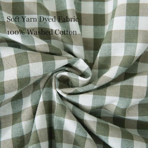 Silnuo 2 Pack Sage Green/White Plaid Ruffle Throw Pillow Covers Farmhouse - Image 6