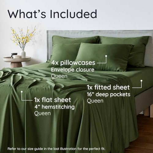 Bambaw 100% Viscose Derived from Bamboo Queen Sheet Set 6 Piece, Queen Size - Image 2
