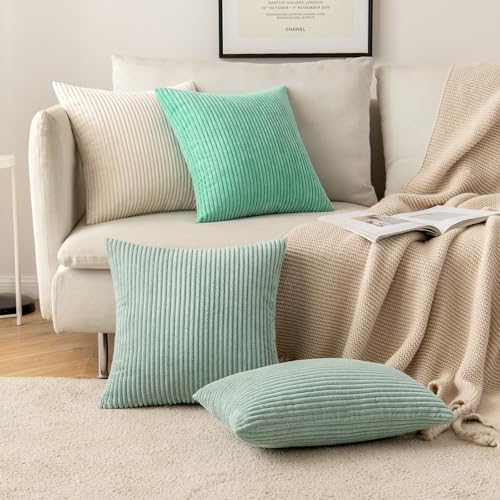 MIULEE Soft Corduroy Throw Pillow Covers Set of 2 20x20 Greyish Green - Image 5