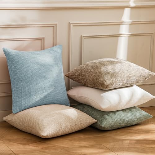 a moment Baby Blue Chenille Throw Pillow Covers 22x22 Inch Pack of 2 Modern - Image 3