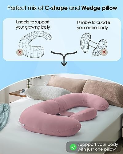 QUEEN ROSE Cooling E Shaped Pregnancy Pillows, Detachable Maternity Body Pillow - Image 5