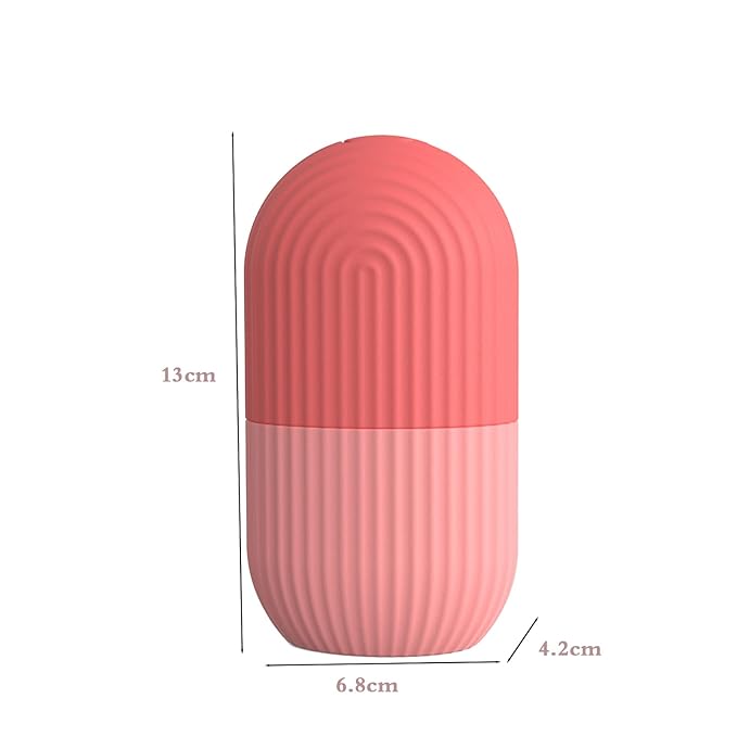 Ice Face Roller, Reusable Silicone Mold Face Massage Eye Facial Beauty Skin Care Tools Apply Ice for Shrink Pores Anti Wrinkle Reduce Puffiness Improve Skin Elasticity, Striped, Pink