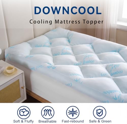 DOWNCOOL 5 Inch Cooling Twin Mattress Topper, Bamboo Viscose Air Layer | Ultra - Image 2