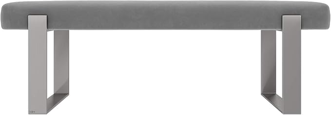 VANT Upholstered Bed Bench - Micro Suede Charcoal Grey - Brushed Nickel - Contemporary Modern, Bedroom Bench Seat, Hallway, or Entryway