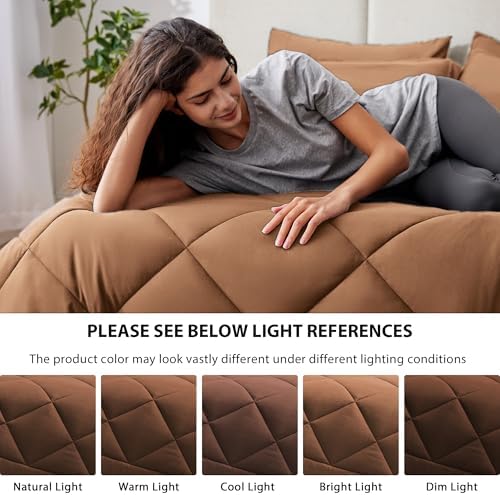 Love's cabin California King Comforter Set Mocha Mousse, 7 Pieces California - Image 5